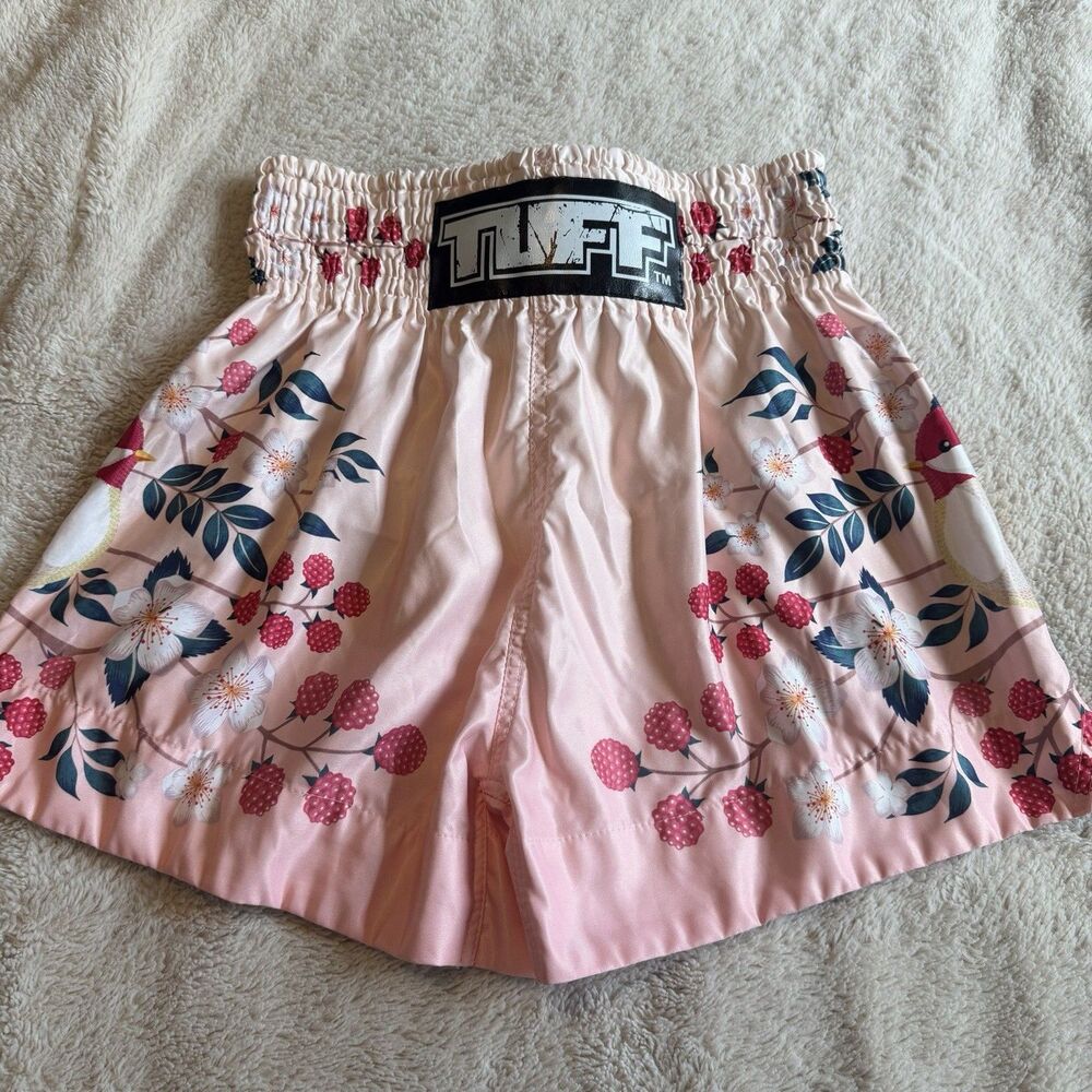Tuff Shorts Womens Large Pink Floral Print Muay Thai Boxing MMA Fighting Gym